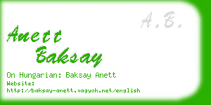 anett baksay business card